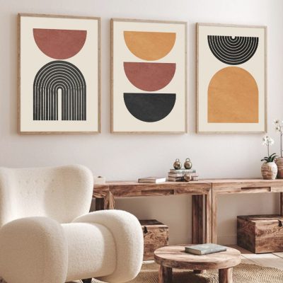 Modern Abstract Minimalist Wall Art Pictures For Mid Century Style Living Room Home Decor