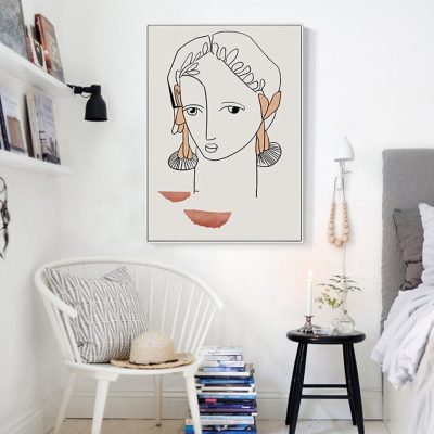 Modern Abstract Vintage Portrait Figure Art Fashion Pictures For Living Room Salon Art Decor