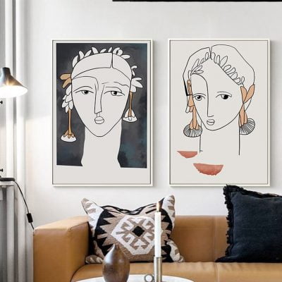 Modern Abstract Vintage Portrait Figure Art Fashion Pictures For Living Room Salon Art Decor