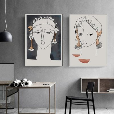 Modern Abstract Vintage Portrait Figure Art Fashion Pictures For Living Room Salon Art Decor