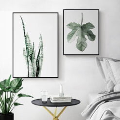 Modern Artistic Green Leaves Paintings Fine Art Canvas Prints For Living Room Decor