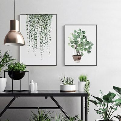 Modern Artistic Green Leaves Paintings Fine Art Canvas Prints For Living Room Decor