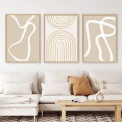 Modern Beige Abstract Mid Century Style Wall Art Pictures For Living Room Gallery Wall