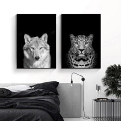 Modern Black & White Wildlife Wall Art Minimalist Nature Pictures For Home Office Interiors