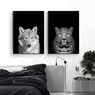 Modern Black & White Wildlife Wall Art Minimalist Nature Pictures For Home Office Interiors