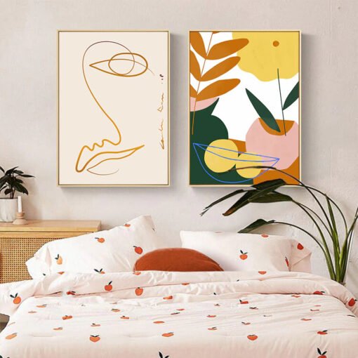 Modern Bohemian Design Abstract Minimalist Tropical Wall Art For Modern Living Room Decor