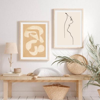 Modern Bohemian Design Abstract Minimalist Tropical Wall Art For Modern Living Room Decor