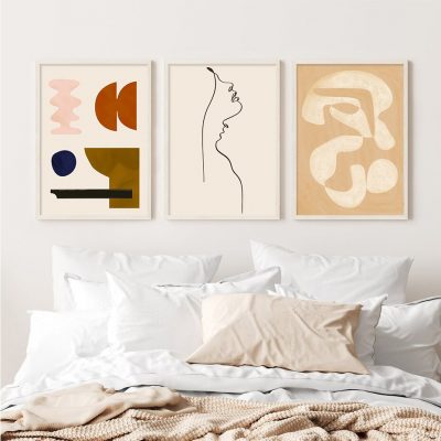 Modern Bohemian Design Abstract Minimalist Tropical Wall Art For Modern Living Room Decor