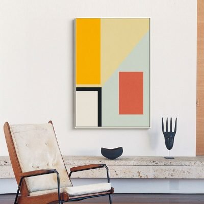 Modern Colorful Abstract Geometric Wall Art Pictures For Living Room Home Office Decor