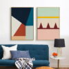 Modern Colorful Abstract Geometric Wall Art Pictures For Living Room Home Office Decor