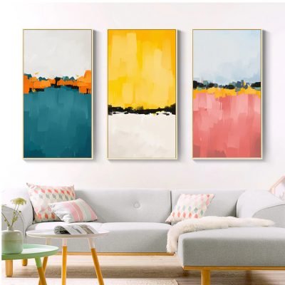 Modern Colors Abstract Wall Art Contemporary Color Block Pictures For Luxury Home Decor