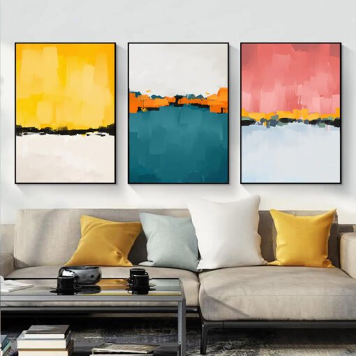 Modern Colors Abstract Wall Art Contemporary Color Block Pictures For Luxury Home Decor