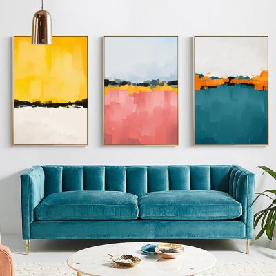 Modern Colors Abstract Wall Art Contemporary Color Block Pictures For Luxury Home Decor