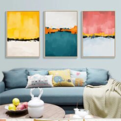 Modern Colors Abstract Wall Art Contemporary Color Block Pictures For Luxury Home Decor