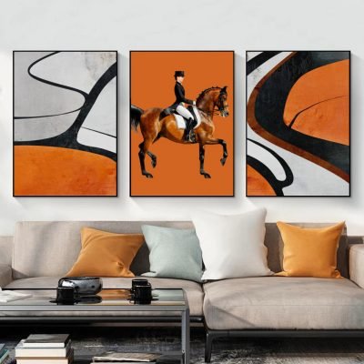 Modern Fashion Equestrian Show Jumping Horse Wall Art Pictures For Home Office Living Room