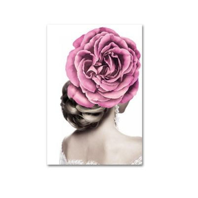 Modern Fashion Portrait Floral Wall Art Pictures For Living Room Boutique Salon Art Decor