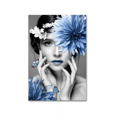 Modern Fashion Portrait Floral Wall Art Pictures For Living Room Boutique Salon Art Decor