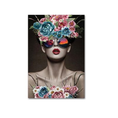 Modern Fashion Portrait Floral Wall Art Pictures For Living Room Boutique Salon Art Decor