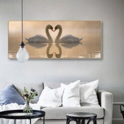 Modern Love Swan Lake Heart Wall Art Wide Format Pictures For Bedroom Living Room Decor