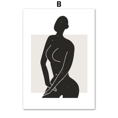 Modern Minimalist Black White Nude Figure Art Abstract Wall Art For Living Room Bedroom Decor