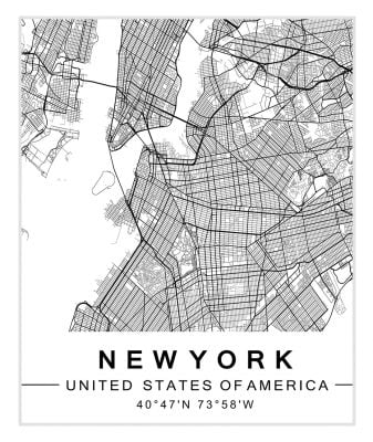 Modern Minimalist City Map Wall Decor Black & White Posters For Modern Home Office Decor