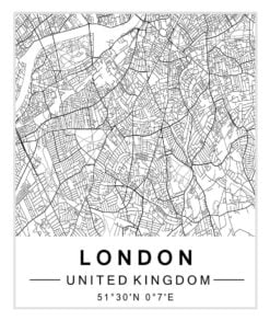 Modern Minimalist City Map Wall Decor Black & White Posters For Modern Home Office Decor