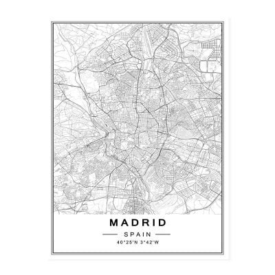 Modern Minimalist City Map Wall Decor Black & White Posters For Modern Home Office Decor