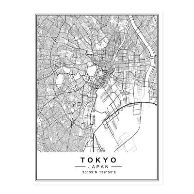 Modern Minimalist City Map Wall Decor Black & White Posters For Modern Home Office Decor