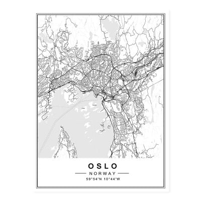 Modern Minimalist City Map Wall Decor Black & White Posters For Modern Home Office Decor