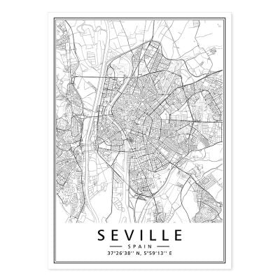 Modern Minimalist City Map Wall Decor Black & White Posters For Modern Home Office Decor
