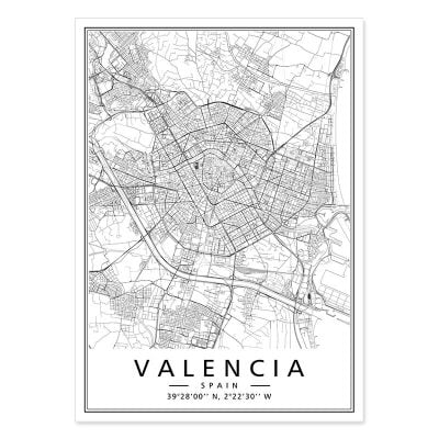 Modern Minimalist City Map Wall Decor Black & White Posters For Modern Home Office Decor