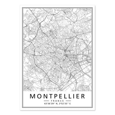 Modern Minimalist City Map Wall Decor Black & White Posters For Modern Home Office Decor