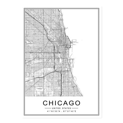 Modern Minimalist City Map Wall Decor Black & White Posters For Modern Home Office Decor