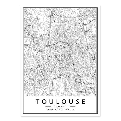 Modern Minimalist City Map Wall Decor Black & White Posters For Modern Home Office Decor