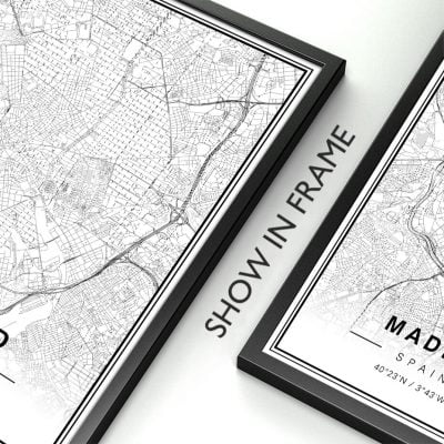 Modern Minimalist City Map Wall Decor Black & White Posters For Modern Home Office Decor