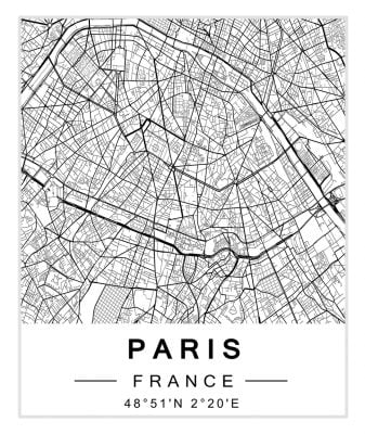 Modern Minimalist City Map Wall Decor Black & White Posters For Modern Home Office Decor