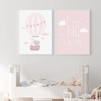 Moon Cloud Balloon Nordic Nursery Decor Dream Big Quote Pictures For Kid's Room