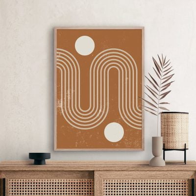 Neutral Color Abstract Geometric Parallel Lines Mid Century Interior Design Wall Art Decor