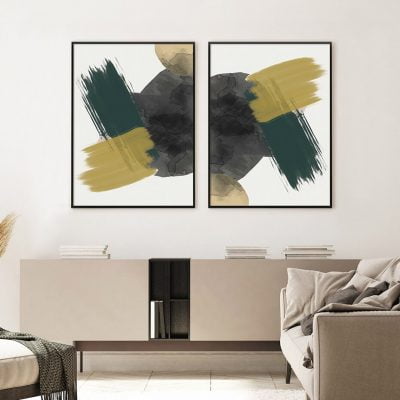 Neutral Color Big Brush Abstract Watercolor Fine Art Canvas Prints For Modern Living Room