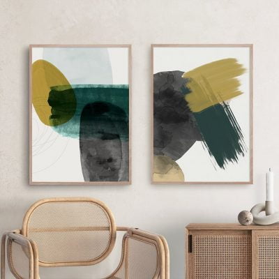 Neutral Color Big Brush Abstract Watercolor Fine Art Canvas Prints For Modern Living Room