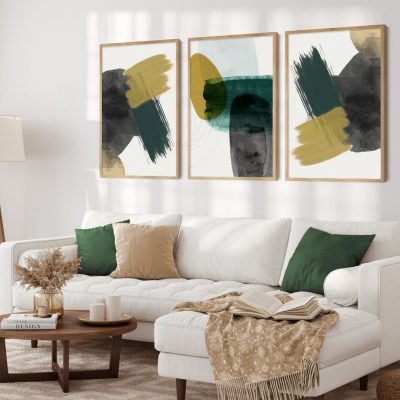 Neutral Color Big Brush Abstract Watercolor Fine Art Canvas Prints For Modern Living Room