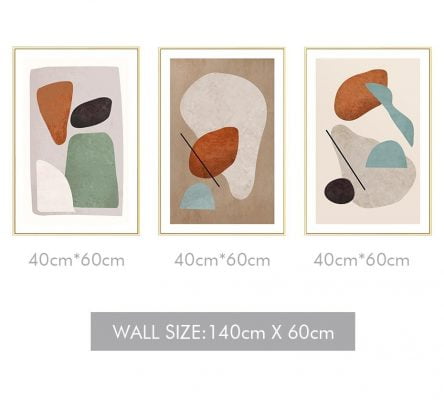 Neutral Color Mid Century Style Abstract Wall Art For Living Room Modern Home Office Decor