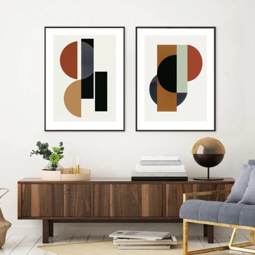 Neutral Colors Abstract Geometry Wall Art Nordic Pictures For Modern Home Office Interiors