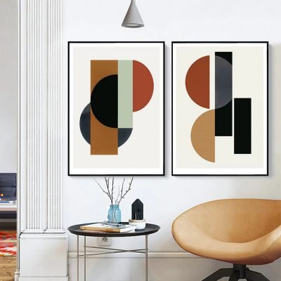 Neutral Colors Abstract Geometry Wall Art Nordic Pictures For Modern Home Office Interiors