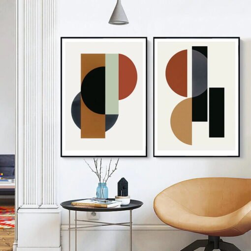 Neutral Colors Abstract Geometry Wall Art Nordic Pictures For Modern Home Office Interiors