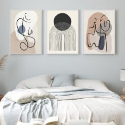 Neutral Colors Modern Abstract Line Art Gallery Wall Pictures For Living Room Bedroom Decor