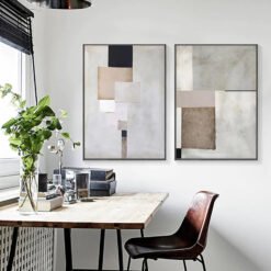 Neutral Colors Vintage Color Block Abstract Wall Art Pictures For Modern Apartment Decor