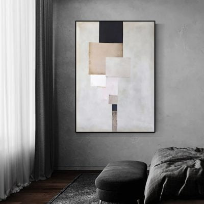 Neutral Colors Vintage Color Block Abstract Wall Art Pictures For Modern Apartment Decor