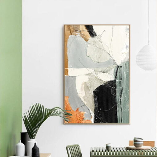 Nordic Natural Green Gray Abstract Neutral Color Geomorphic Wall Art For Living Room Decor