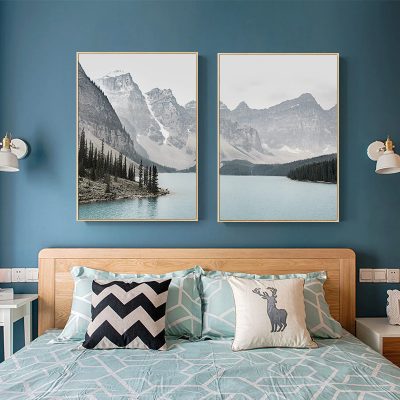 Northern Mountain Lake Landscape Wall Art Pictures For Bedroom Living Room Decor